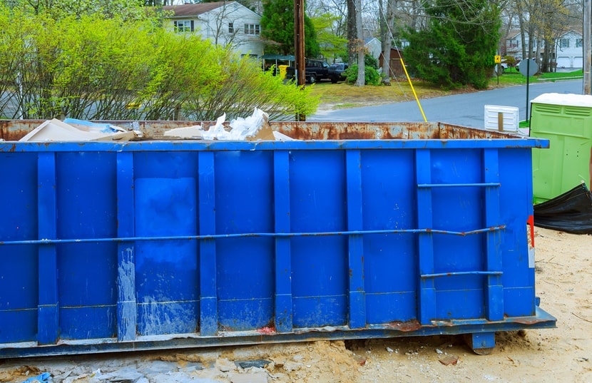 Picture of a large construction dumpster rental in Cary, North Carolina